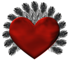 Red Heart with Black Feathers PNG Clipart