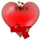 Red Hearts with Bow and Rose PNG Clipart