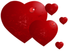 Red Hearts with Water Drops PNG Picture