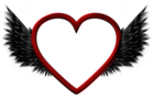 Red Transparent Heart with Black Wings PNG Picture
