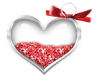 Transparent Heart with Red Bow PNG Clipart Picture