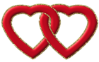 Two Red Hearts with Gold Frame PNG Clipart