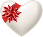 White Heart with Red Bow Transparent PNG Image
