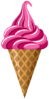Pink Ice Cream Cone PNG Clip Art Image
