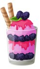 Pink Ice Cream Cup with Blackberry PNG Clipart