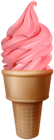Pink Ice Cream in Waffle Cone PNG Clipart