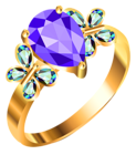 Gold Ring with Blue andPurple Diamonds PNG Clipart