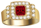 Gold Ring with Diamonds and Ruby Clipart