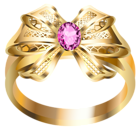 Gold Ring with Pink Diamond and Bow PNG Clipart