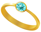 Golden Ring with Blue Diamond PNG Clipart