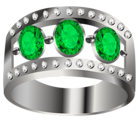 Silver Ring with Emeralds PNG Clipart