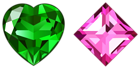 Transparent Green and Pink Diamonds PNG Clipart