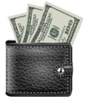 Black Wallet with Money PNG Clipart