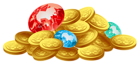 Gold Coins and Diamonds Treasure PNG Clipart Image