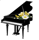 Black Piano with Flowers Transparent Clipart