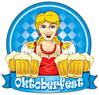 Blue Oktoberfest Girl with Beers PNG Clipart Image