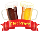 Oktoberfest Banner with Beers Decor PNG Clipart Picture