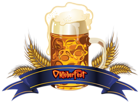 Oktoberfest Beer with Wheat and Blue Banner PNG Clipart Image