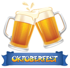 Oktoberfest Blue Banner and Beers PNG Clipart Image
