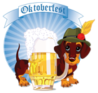 Oktoberfest Decor with Beer and Dog PNG Clipart Image