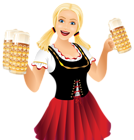 Oktoberfest Girl with Beer Mugs PNG Clipart Picture
