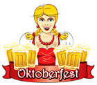 Oktoberfest Girl with Beers PNG Clipart Image