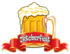 Oktoberfest Red Banner with Beer PNG Clipart Image