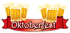 Oktoberfest Red Banner with Beers PNG Clipart Image