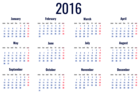 2016 Calendar Transparent PNG Clipart Picture