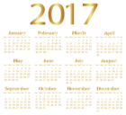 2017 Gold Calendar PNG Transparent Clip Art Image