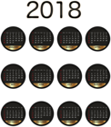 2018 Calendar Black Gold Transparent PNG Image