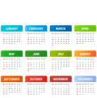 2019 Calendar Colorful Transparent PNG Image