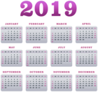 2019 Calendar Purple Transparent PNG Image