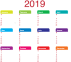 2019 Calendar Transparent PNG Clip Art