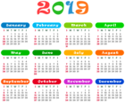 2019 Colorful Calendar Transparent PNG Image