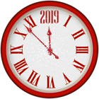 2019 New Year Red Clock PNG Clip Art