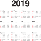 2019 Transparent Calendar Black PNG Image