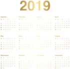 2019 Transparent Calendar Gold PNG Image