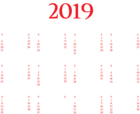 2019 Transparent Calendar PNG Image