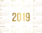 2019 Transparent Gold Calendar PNG Image