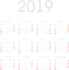 2019 White Calendar PNG Transparent Image