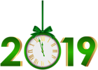 2019 with Clock Green PNG Clip Art Image