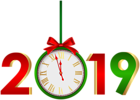 2019 with Clock Red Green PNG Clip Art Image