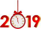 2019 with Clock Red PNG Clip Art Image