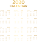 2020 Gold Calendar PNG Clipart