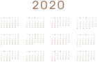 2020 Transparent Calendar Clipart
