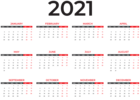 2021 Black Calendar PNG Clipart