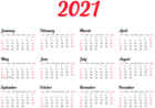 2021 Calendar PNG Clipart