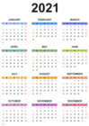 2021 Colorful Calendar Transparent Clipart