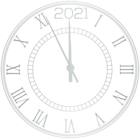 2021 Silver New Year Clock Clipart